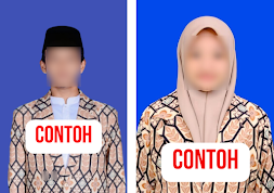 Contoh Foto Resmi Qiraati Seragam Batik Background Biru